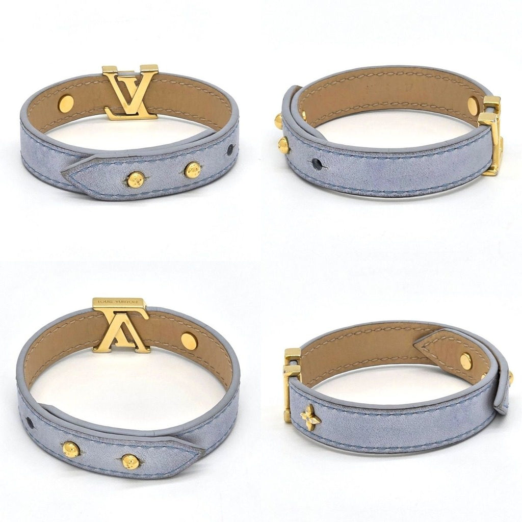 Louis Vuitton Bracelet LV Iconic 17 14.8 16 cm LV Signature Leather Light Blue — view 2