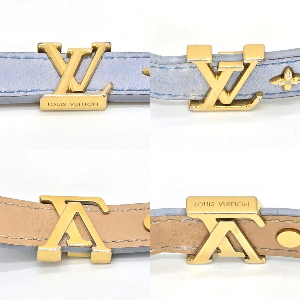 Louis Vuitton Bracelet LV Iconic 17 14.8 16 cm LV Signature Leather Light Blue — view 3