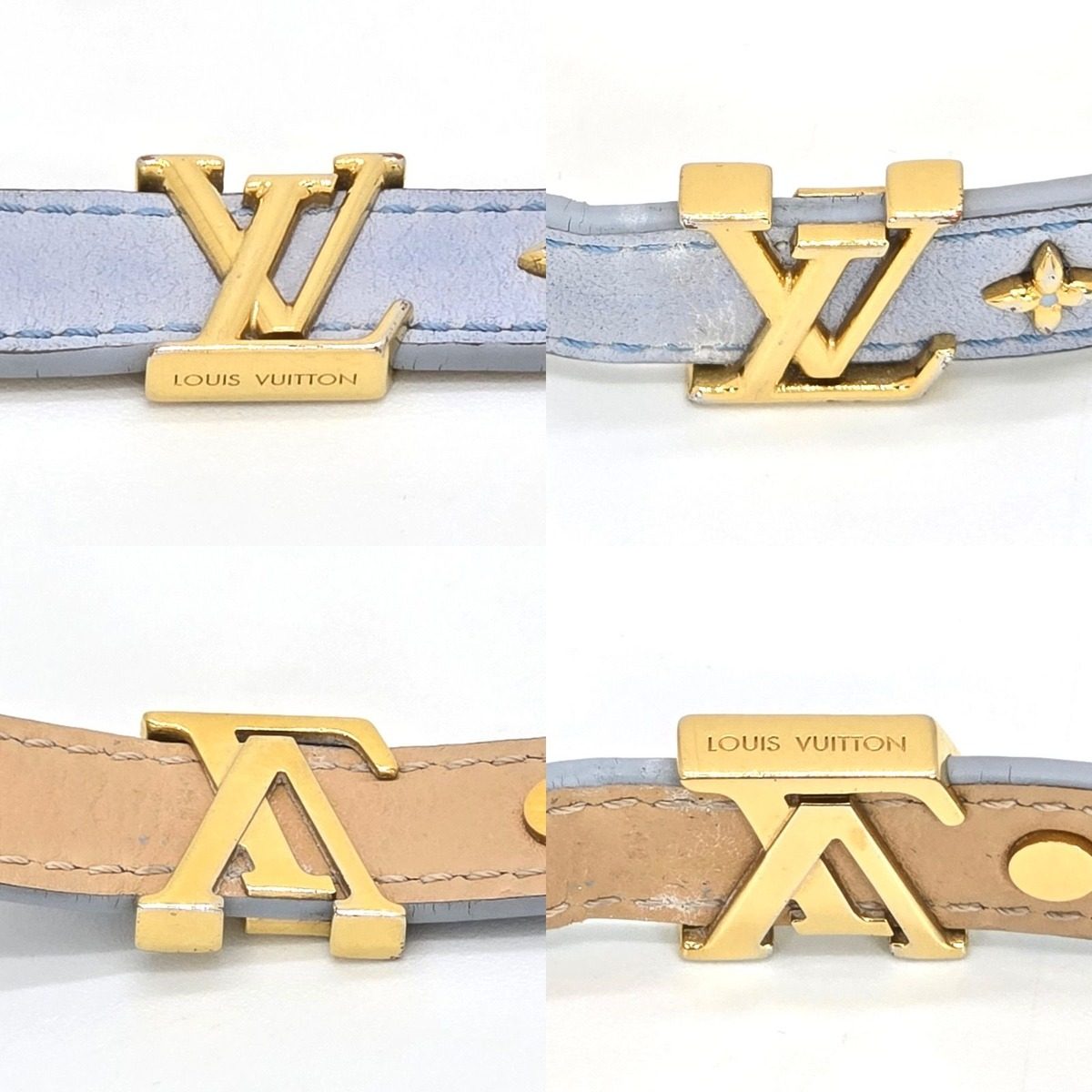 Louis Vuitton Bracelet LV Iconic 17 14.8 16 cm LV Signature Leather Light Blue — view 3