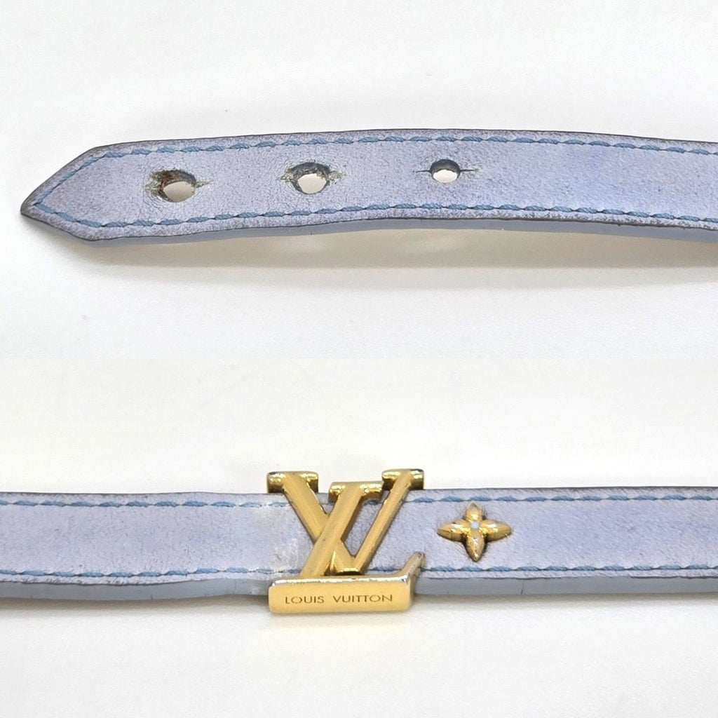 Louis Vuitton Bracelet LV Iconic 17 14.8 16 cm LV Signature Leather Light Blue — view 4