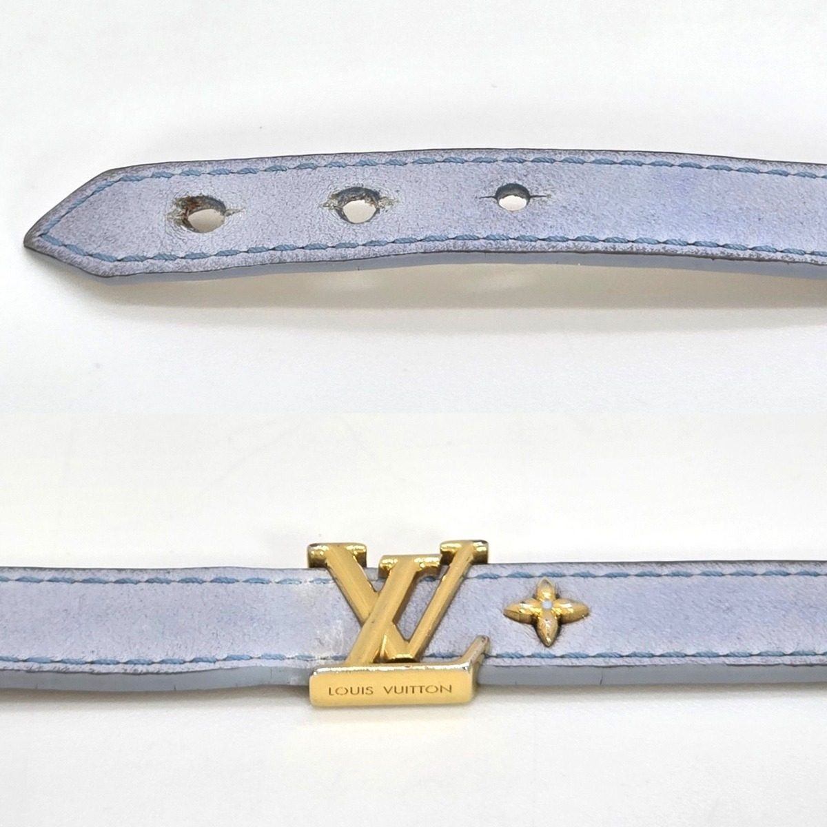Louis Vuitton Bracelet LV Iconic 17 14.8 16 cm LV Signature Leather Light Blue — view 4
