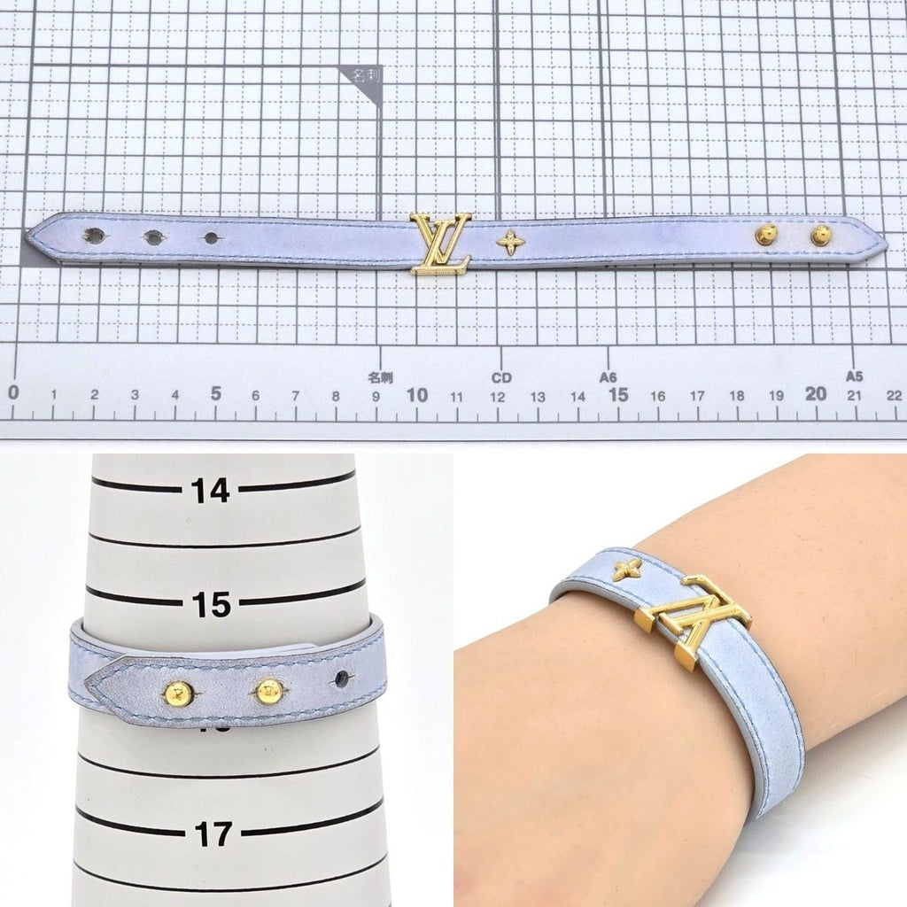 Louis Vuitton Bracelet LV Iconic 17 14.8 16 cm LV Signature Leather Light Blue — view 9