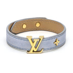 Louis Vuitton Bracelet LV Iconic 17 14.8 16 cm LV Signature Leather Light Blue