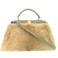Fendi Peekaboo Mini 2-Way Handbag Mink Leather Beige
