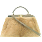 Fendi Peekaboo Mini 2-Way Handbag Mink Leather Beige