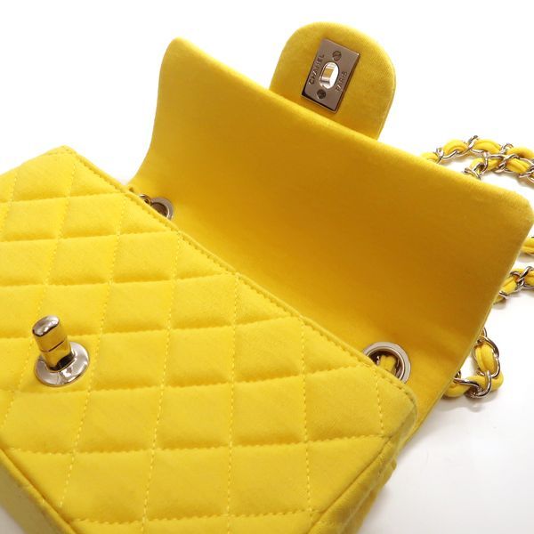 Chanel Quilted 20 Chain Shoulder No 19 Cotton Yellow Mini — view 7