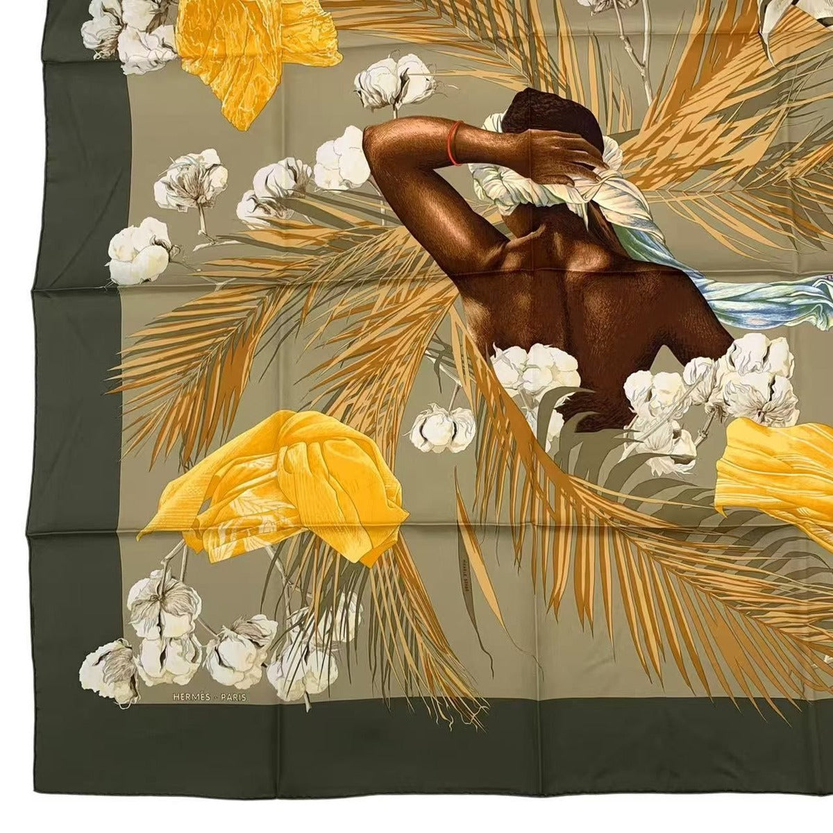 Hermes Scarf Carre 90 Silk Turbans Des Reines Princess Turban Flower Leaves — view 5