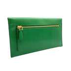 Prada Envelope Leather Green Bifold Wallet Gold — view 2