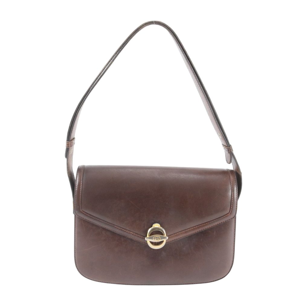 Gucci Vintage Leather 2-Way Shoulder Bag Crossbody Hand Brown