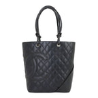 Chanel Cambon Line Tote Calfskin Black Silver