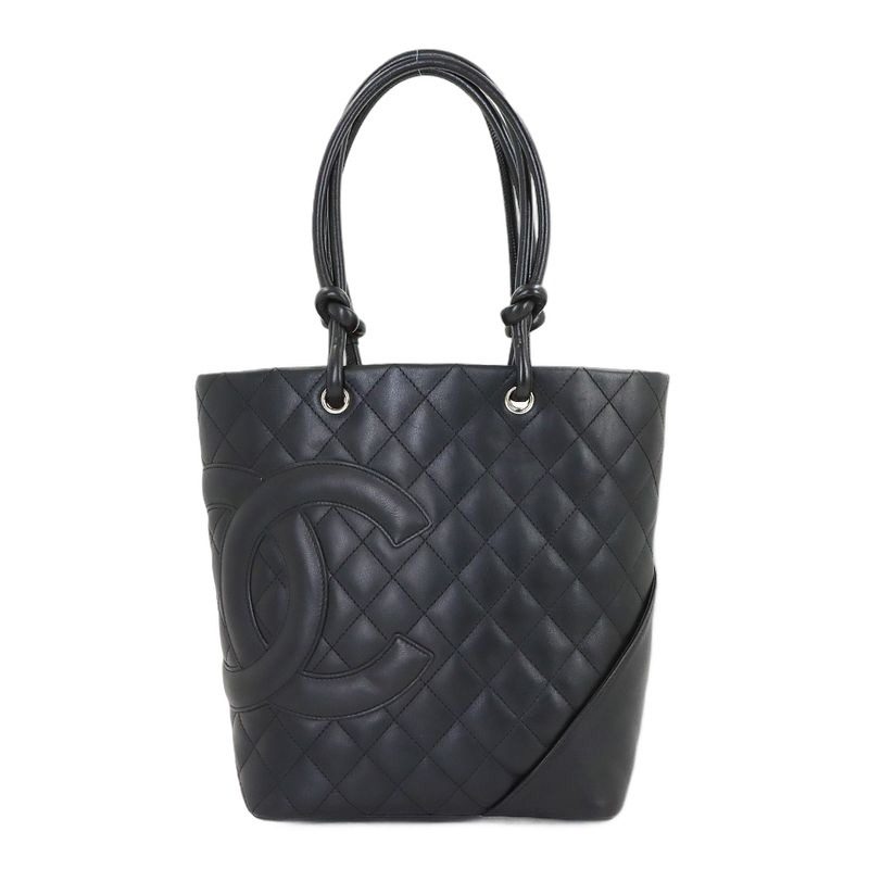 Chanel Cambon Line Tote Calfskin Black Silver