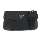 Prada Tessuto Black Nylon Leather Belt Bag