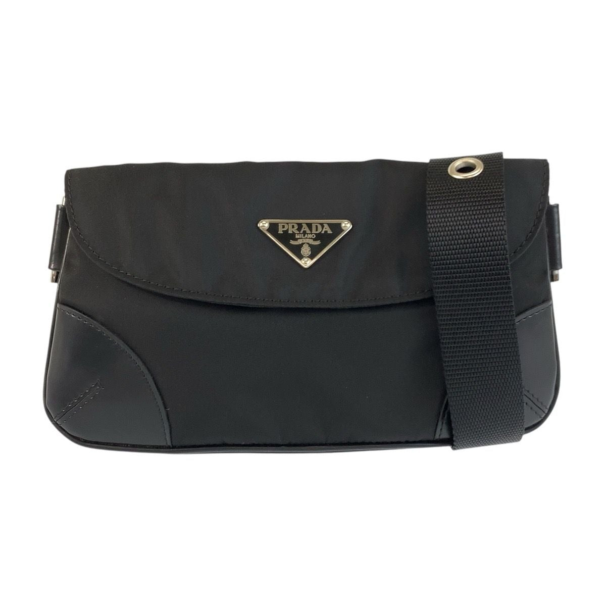Prada Tessuto Black Nylon Leather Belt Bag