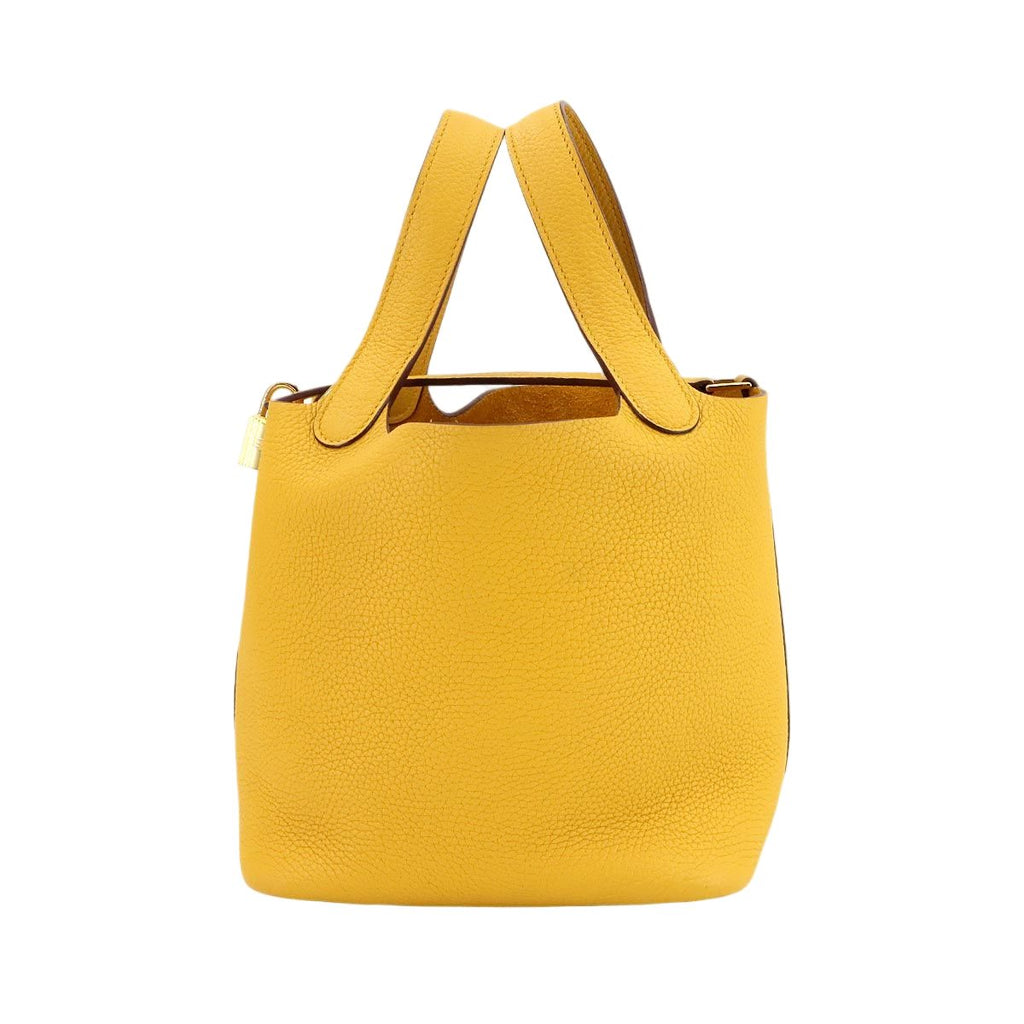 Hermes Picotin Lock PM Hand Bag Taurillon Clemence Joan Ambre