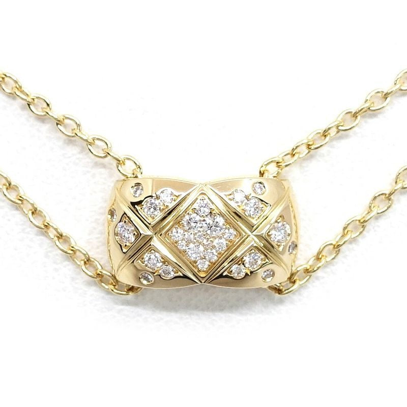 Chanel 18K Yellow Gold Coco Crush Pave Diamond Necklace 750 YG Jewelry