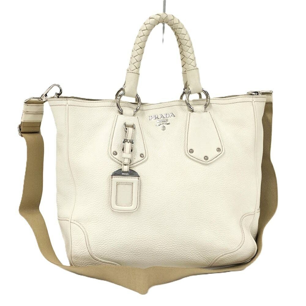 Prada 2-Way Tote Leather White
