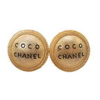 Chanel Vintage Coco Logo Circle Earrings Large Round