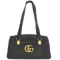 Gucci Shoulder Bag GG Marmont Ally Leather Black Gold Hardware Tote