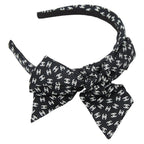 Chanel CC Logo Headband Hair Black White Silk