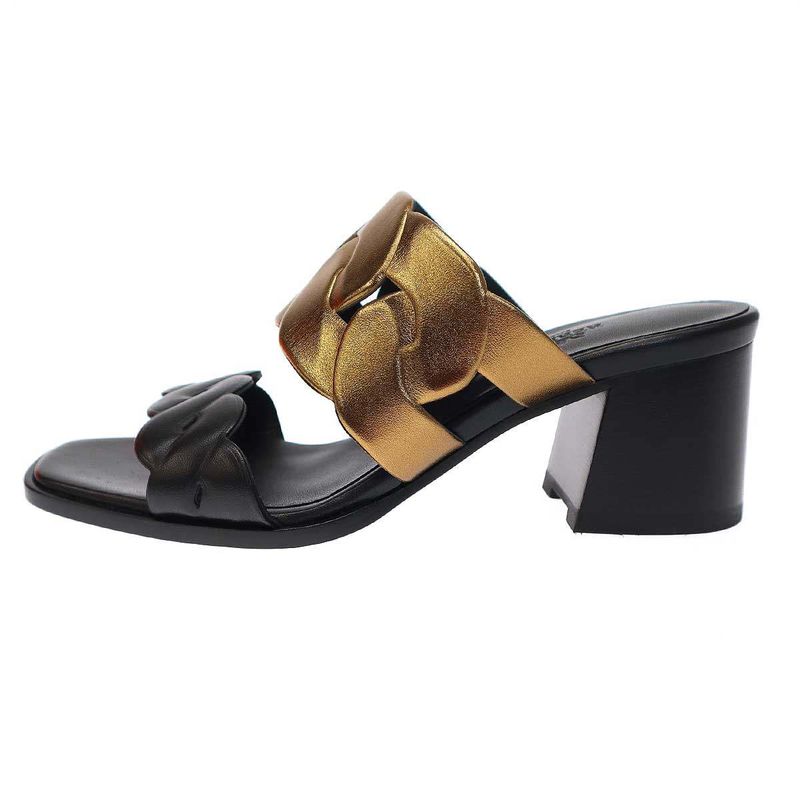 Hermes Gaby Sandals 60 Heel Black Gold 37 1 2 — view 2
