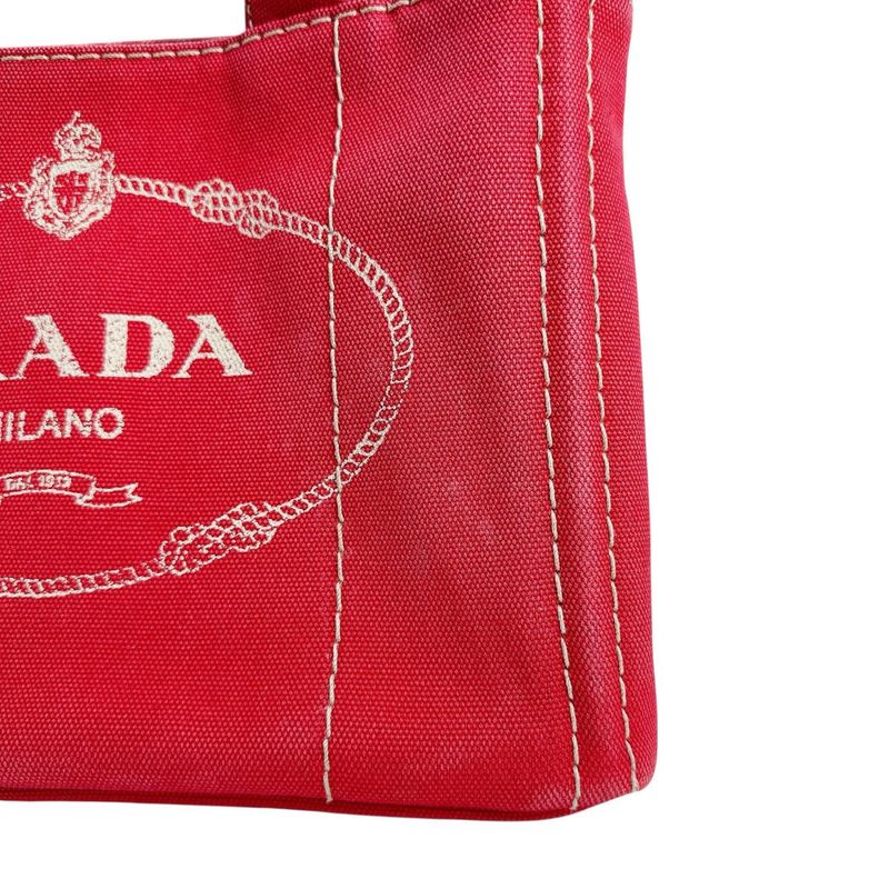 Prada Bn2439 Mini 2-Way Canapa Tote Bag Red — view 8
