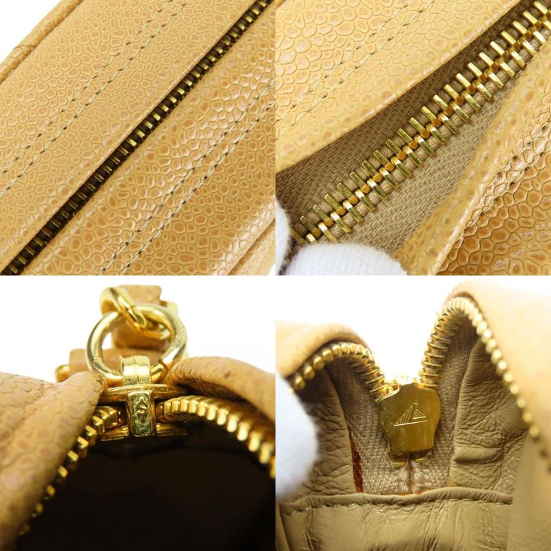 Chanel Shoulder Bag Quilted Caviar Leather Beige Gold Hardware 2 nd — view 5