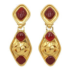 Chanel CC Logo Color Stone Diamond Earrings