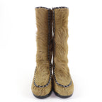 Chanel Patent Leather Coco Charm Fabric Long Boots Brown 37 — view 3