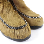 Chanel Patent Leather Coco Charm Fabric Long Boots Brown 37 — view 7