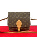Louis Vuitton Vintage Cartesier Monogram Leather Shoulder Bag Pochette Brown — view 2