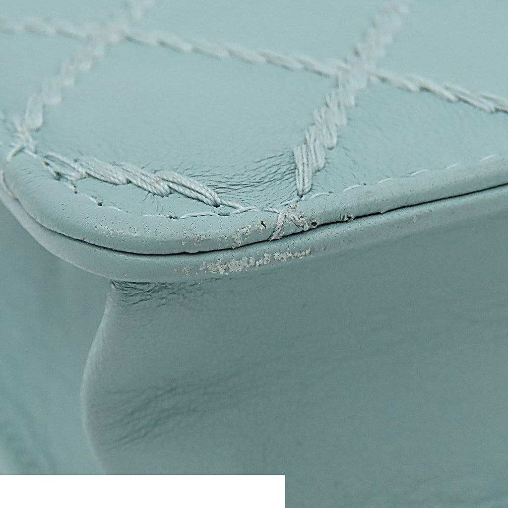 Chanel Chain Wallet Wild Stitch CC Logo Shoulder Bag Light Blue S Lambskin — view 7