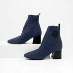 Hermes Volver Boots Short Shoes Knit Leather Blue Black Exlibris Sock — view 4