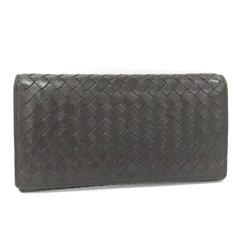 Bottega Veneta Bifold Wallet Intrecciato Leather Dark Brown