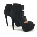 Prada Suede Metal Logo High Heel Short Boots Shoes Black — view 4