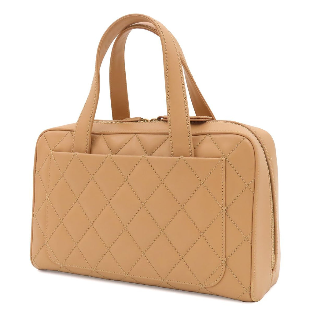 Chanel Wild Stitch Beige Gold Lambskin Boston Bag — view 2