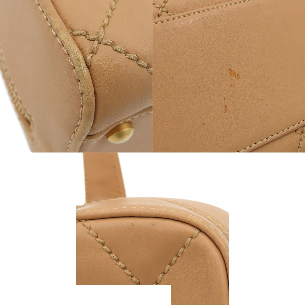 Chanel Wild Stitch Beige Gold Lambskin Boston Bag — view 6