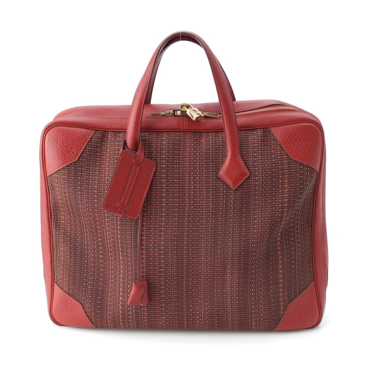 Hermes Victoria 45 Crinoline Buffalo Boston Bag Rouge Ash