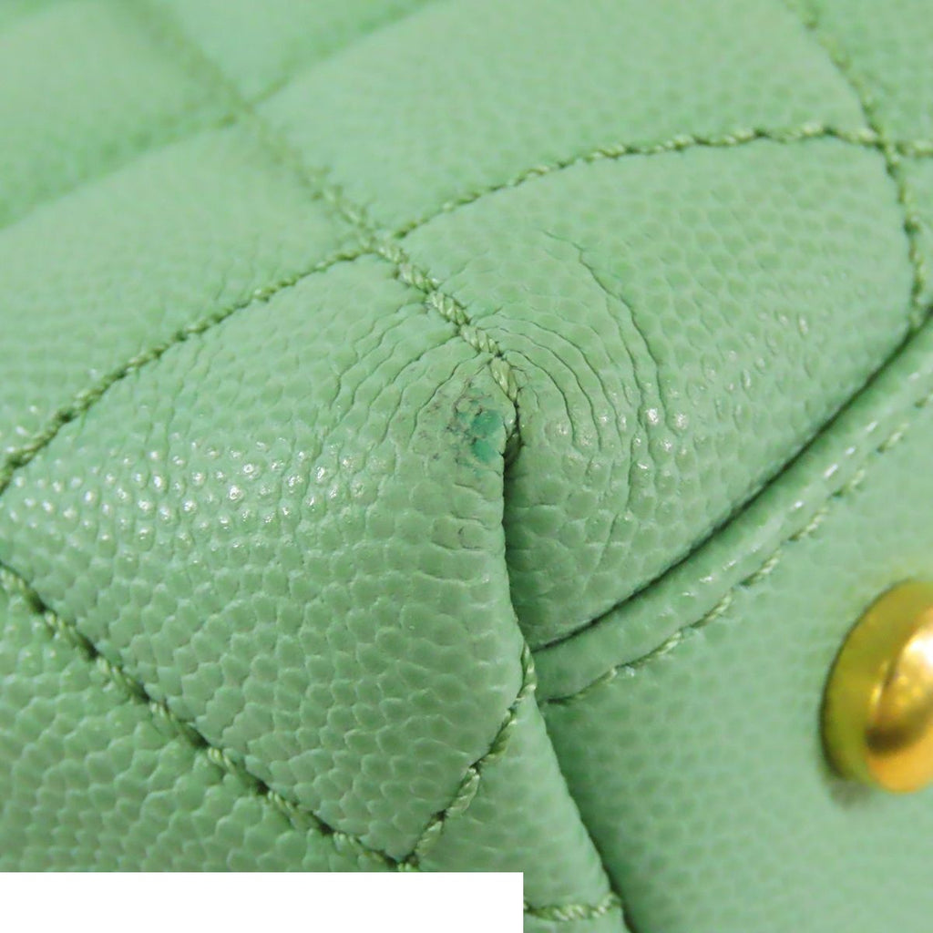 Chanel Coco Handle 24 Xs Mint Green Gold Caviar Leather 2-Way Top Flap — view 6