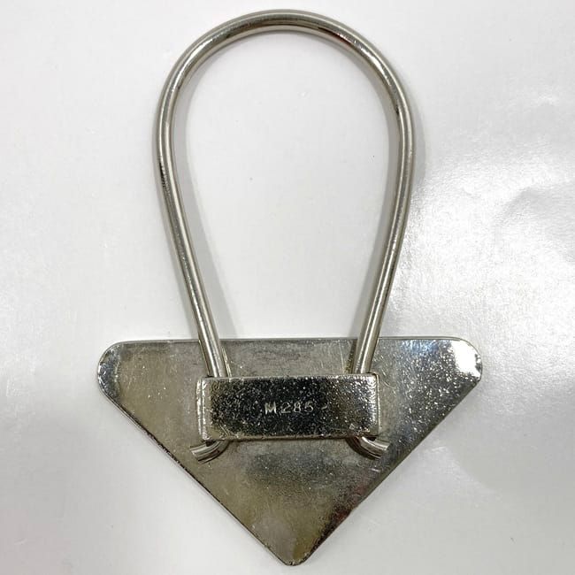 Prada Key Ring Silver Gold Logo Metal M285 — view 2