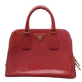 Prada Bl0838 Handbag Triangle Logo Enamel Patent Leather Scarlatto Red