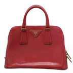 Prada Bl0838 Handbag Triangle Logo Enamel Patent Leather Scarlatto Red