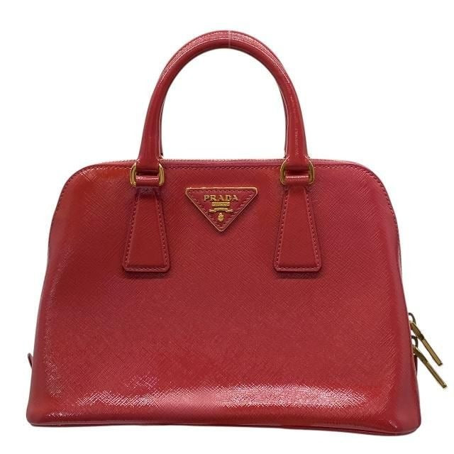 Prada Bl0838 Handbag Triangle Logo Enamel Patent Leather Scarlatto Red