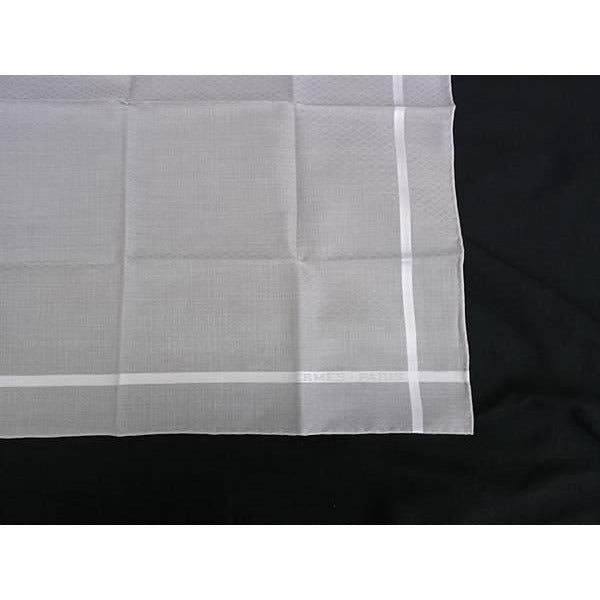 Hermes Gris Cles 100% Cotton Scarf Handkerchief Grey Fj3018 — view 4
