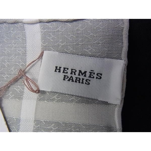 Hermes Gris Cles 100% Cotton Scarf Handkerchief Grey Fj3018 — view 5