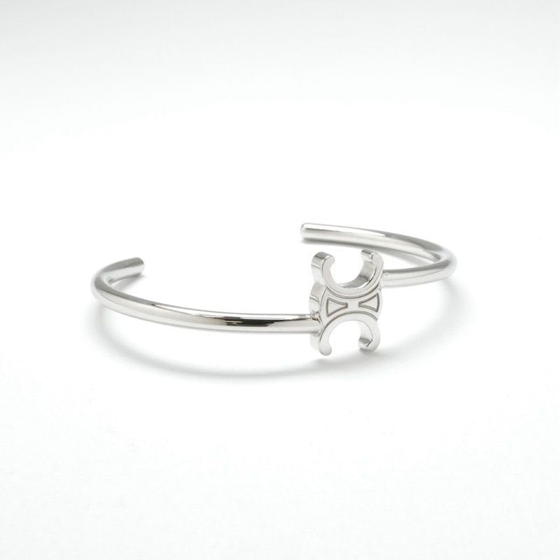 Celine Bracelet Bangle Cuff Silver Triomphe Asymmetric