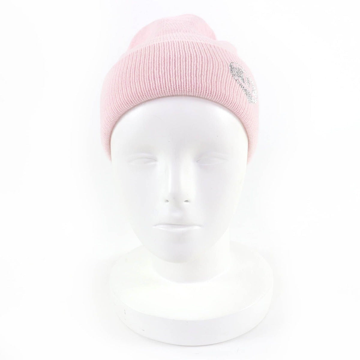 Chanel Cashmere CC Logo Heart Rhinestone Knit Cap Pink — view 4