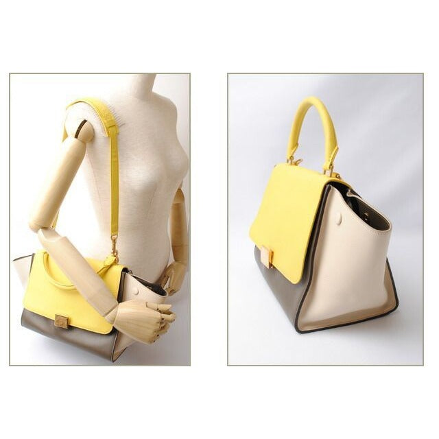 Celine Shoulder Bag Small Trapeze Yellow Brown Beige 2 — view 2