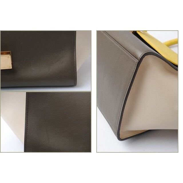 Celine Shoulder Bag Small Trapeze Yellow Brown Beige 2 — view 7
