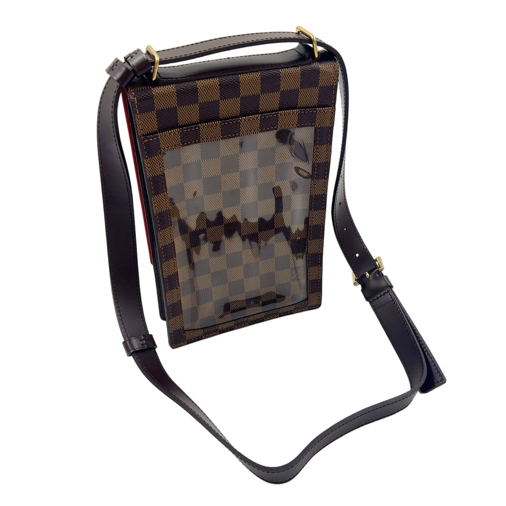 Louis Vuitton Portobello Damier Ebene Leather Brown Shoulder Bag Gold — view 2