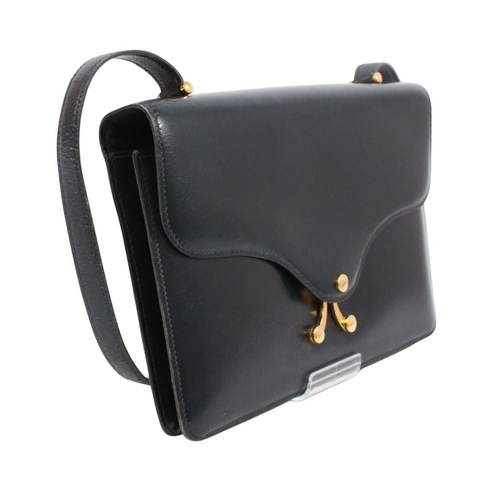 Hermes Box Calf Navy Shoulder Bag Gold — view 2